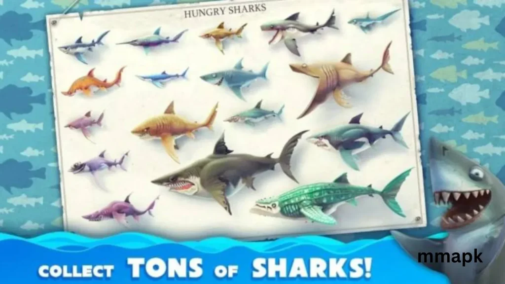 Hungry Shark World MOD APK tons of sharks