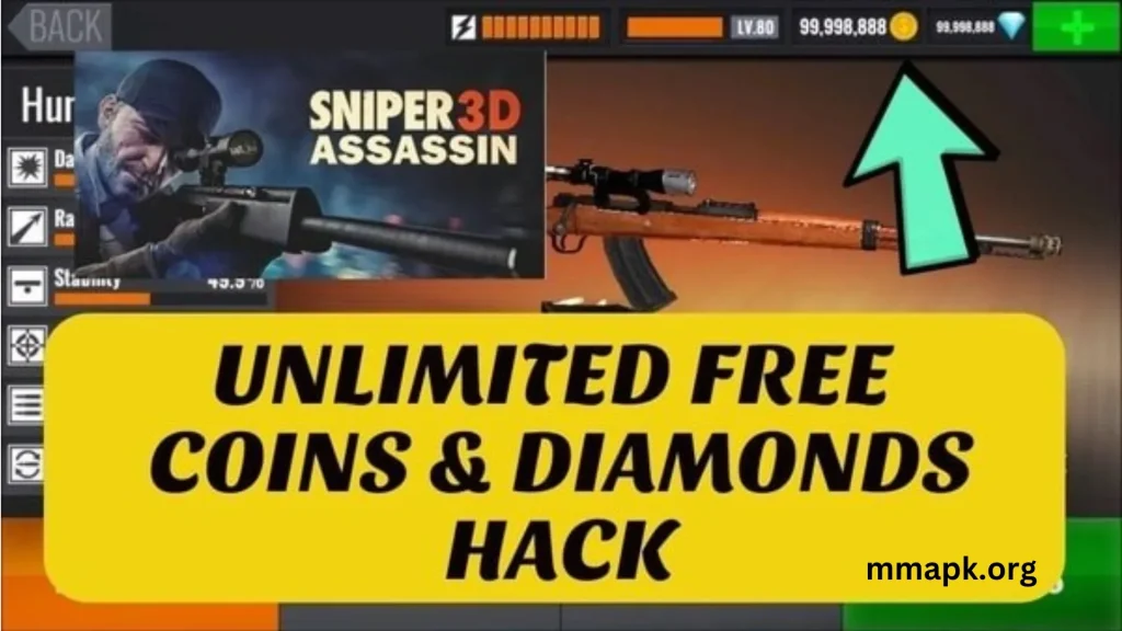 Sniper 3D MOD APK coins and diamonds